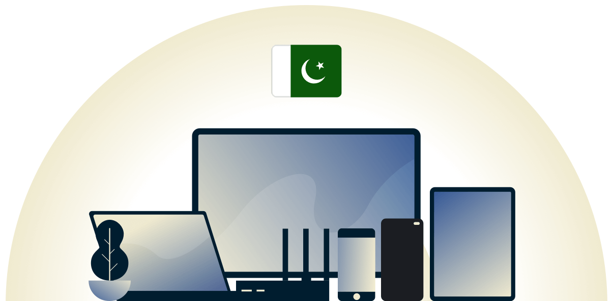 VPN de Pakistán que protege una variedad de dispositivos.